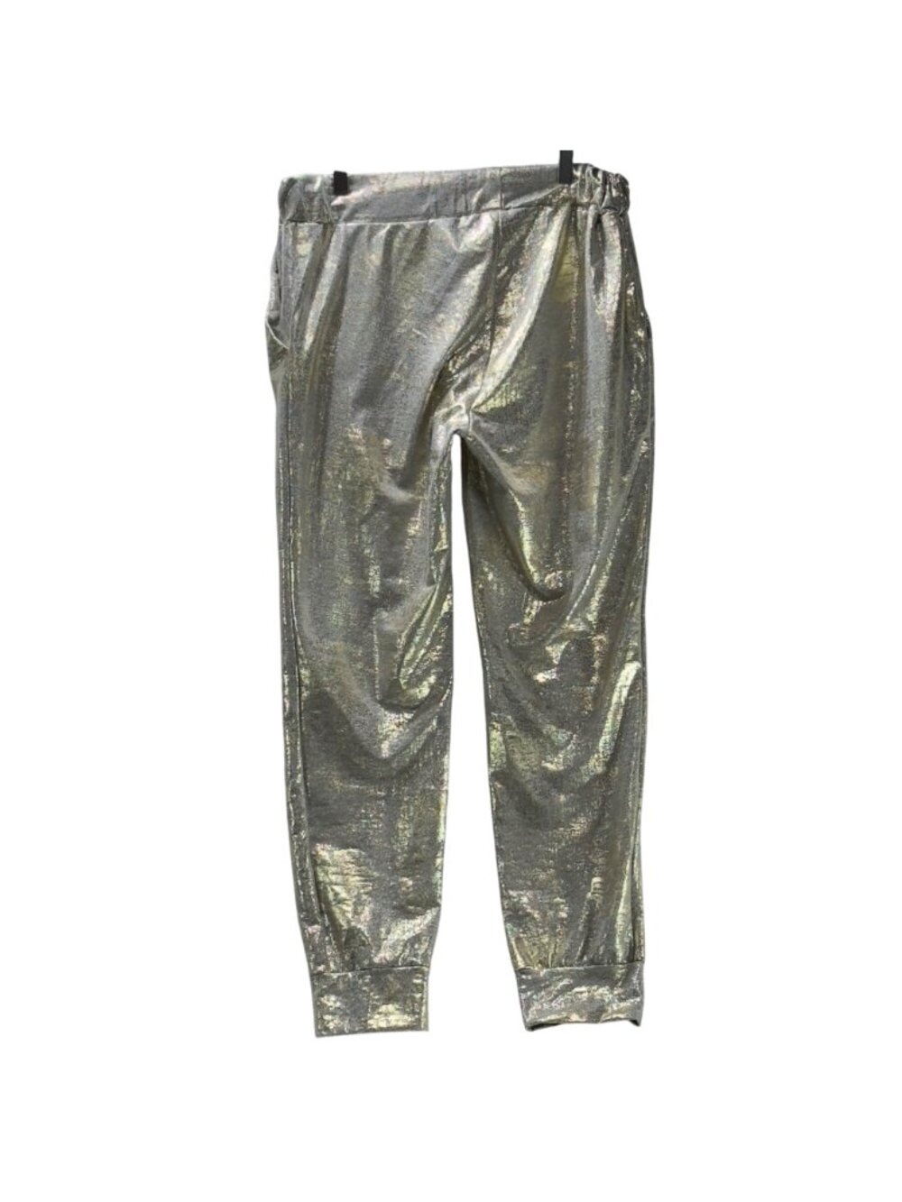 CURVY GIRL Ashley Stewart Women's Silver Metallic Poly Stretch Joggers Size 1X